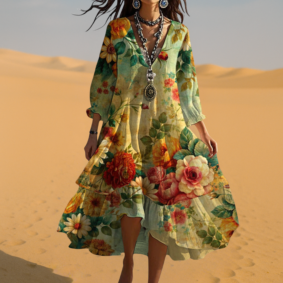 Astra Női Vintage Boho V-nyakú Nyári Ruha Női Vintage Boho V-nyakú Nyári Ruha Astra