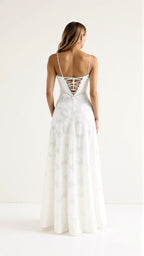 LuminaElegance Női Esküvői Vendég Slip Maxi Ruha Elegáns