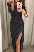 Luna Női Elegáns Vállnélküli Midi Ruha Stílusos Kollekció
