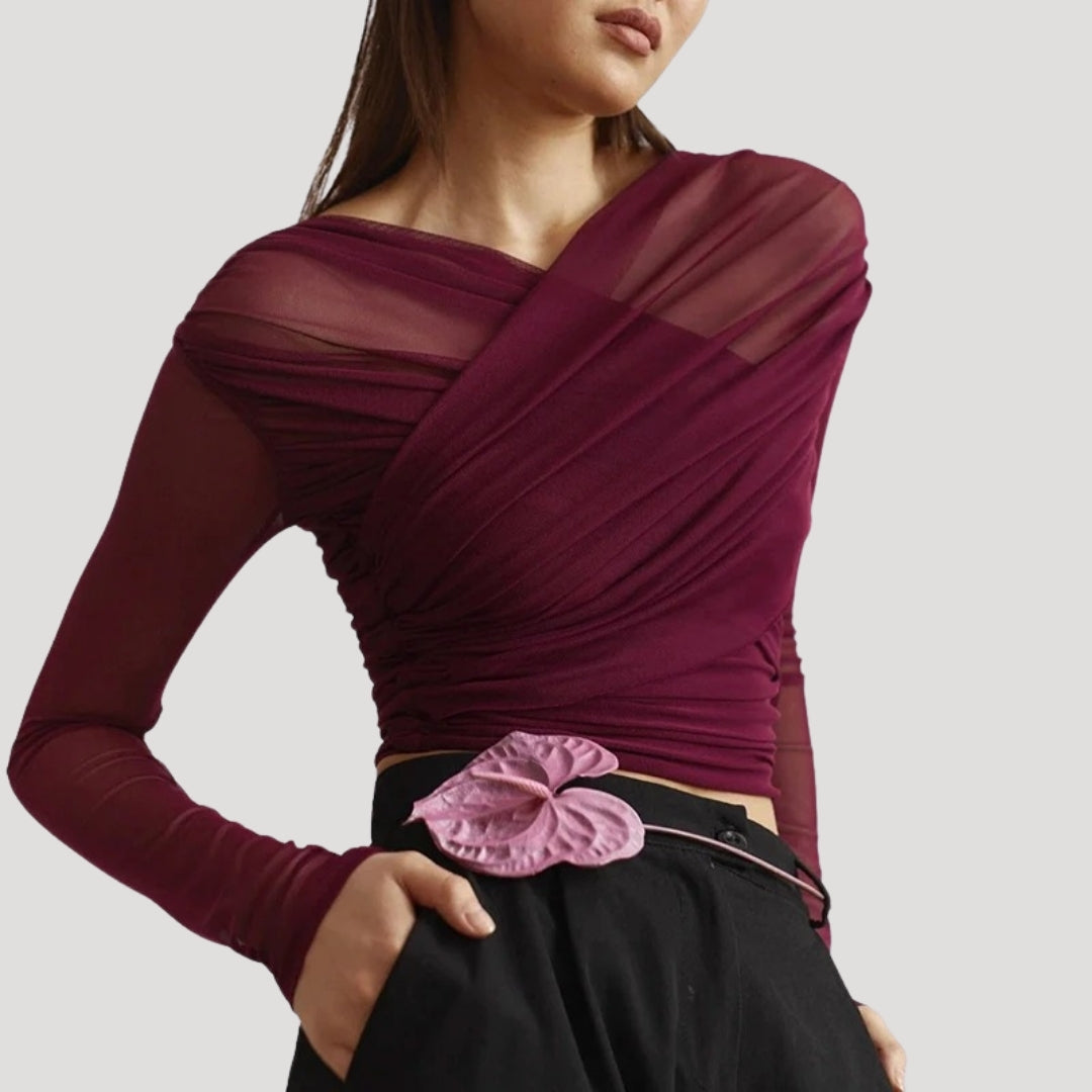 Lyra Női Tavaszi Átlátszó Kötött Felső Hosszú Ujjakkal