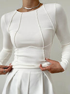 Aurora Női Hosszú Ujjú Crop-Top Varrás Részletekkel