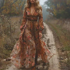 Luna Női Boho Ráncos Maxi Ruha Női Stílus És Kényelem