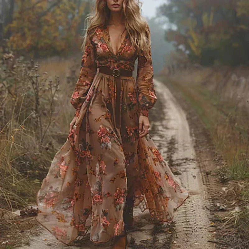 Luna Női Boho Ráncos Maxi Ruha Női Stílus És Kényelem