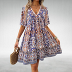 Nova Női Nyári Boho Paisley Mintás Mini Ruha Laza Sziluettel Könnyed Nyaralásra És Napokra