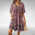 Nova Női Nyári Boho Paisley Mintás Mini Ruha Laza Sziluettel Könnyed Nyaralásra És Napokra