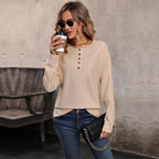 Stílusos Aurelia Női Hosszú Ujjú Szabadidős Top Gombokkal