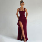 LunaSilk Női Elegáns Slip Maxi Ruha Nyitott Háttal