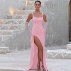 LunaSilk Női Elegáns Slip Maxi Ruha Nyitott Háttal