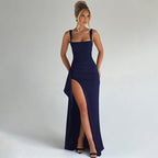 LunaSilk Női Elegáns Slip Maxi Ruha Nyitott Háttal