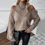 NovaLia Női Garbópulóver Off-Shoulder Kötött Pulóver