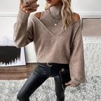 NovaLia Női Garbópulóver Off-Shoulder Kötött Pulóver
