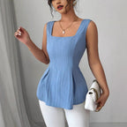 Aurelia Női Ujjatlan A-Vonalú Top Szögletes Kivágással