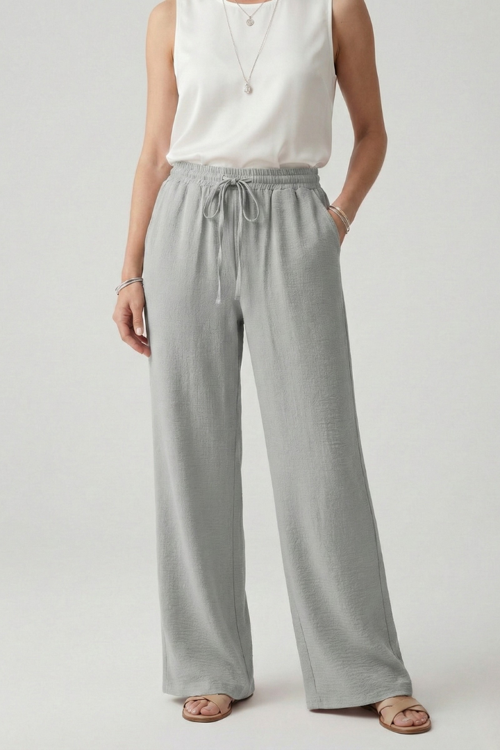 Aurelia Női Palazzo Nadrág Zsinóros Derékkal És Zsebekkel