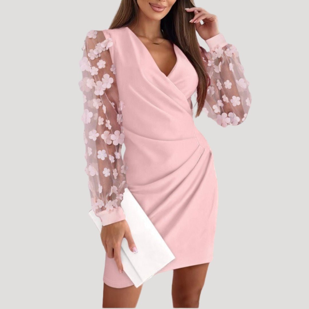 Luma Női Mini Wrap Ruha Áttetsző Ujjú V Nyakkivágás