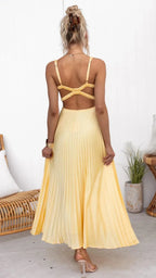 Luna Női Maxi Ruha V-nyakú Pliszírozott Elegáns Modern