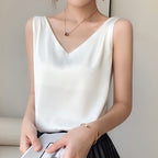 Astra Stílusos Sátin V-nyakú Női Top Nőknek Elegáns