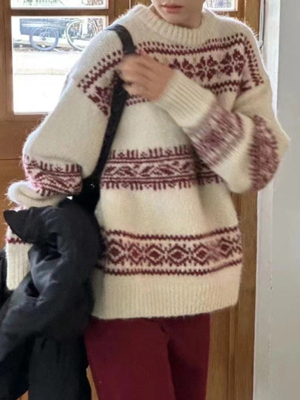 Nova Női Laid Back Téli Pulóver Északi Mintázattal