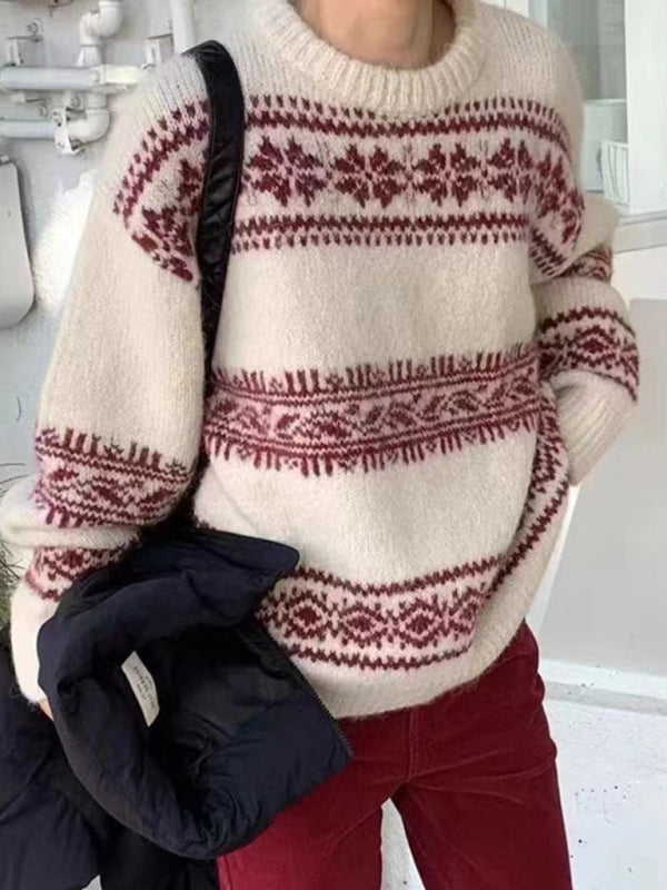 Nova Női Laid Back Téli Pulóver Északi Mintázattal