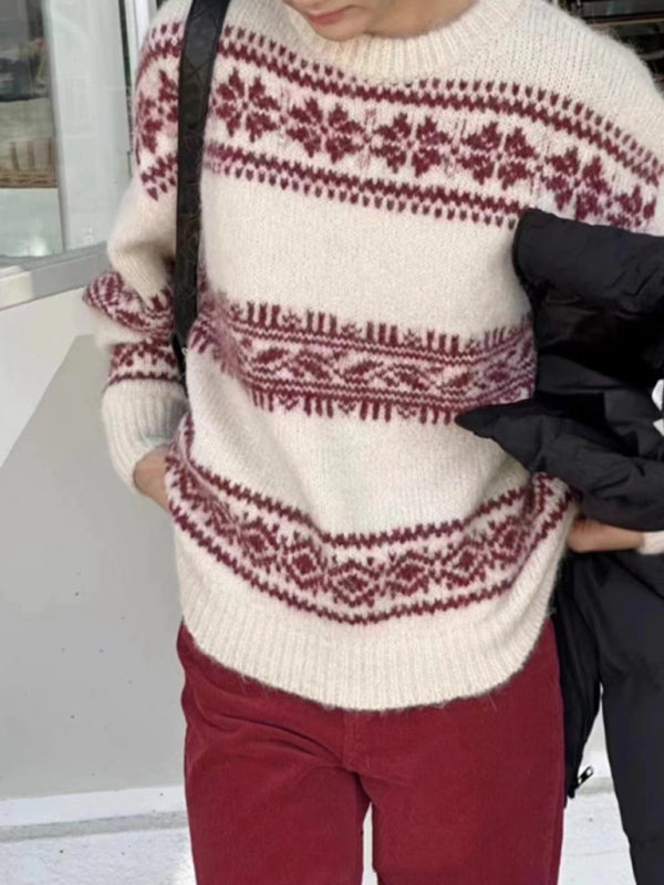 Nova Női Laid Back Téli Pulóver Északi Mintázattal