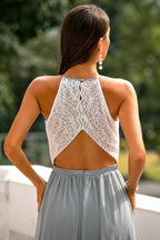 Aurea Női Esküvői Vendég Halter Maxi Ruha Modern Halter Nyakú Elegáns Sziluett Kivitelben